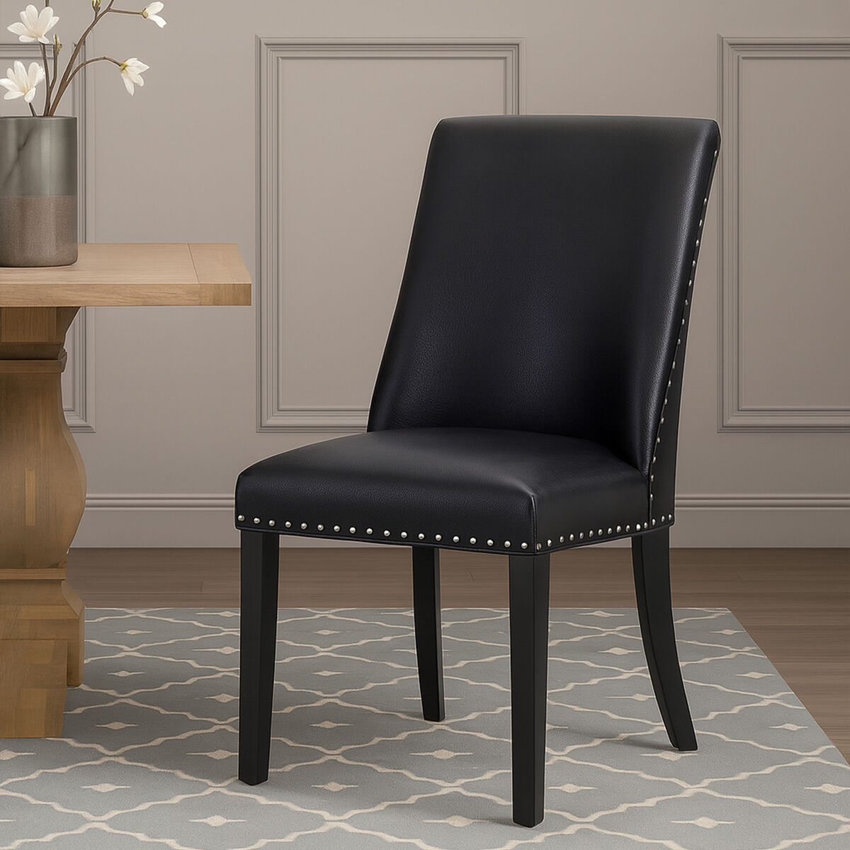 Black Leather Effect Dining Chair | Rodeo