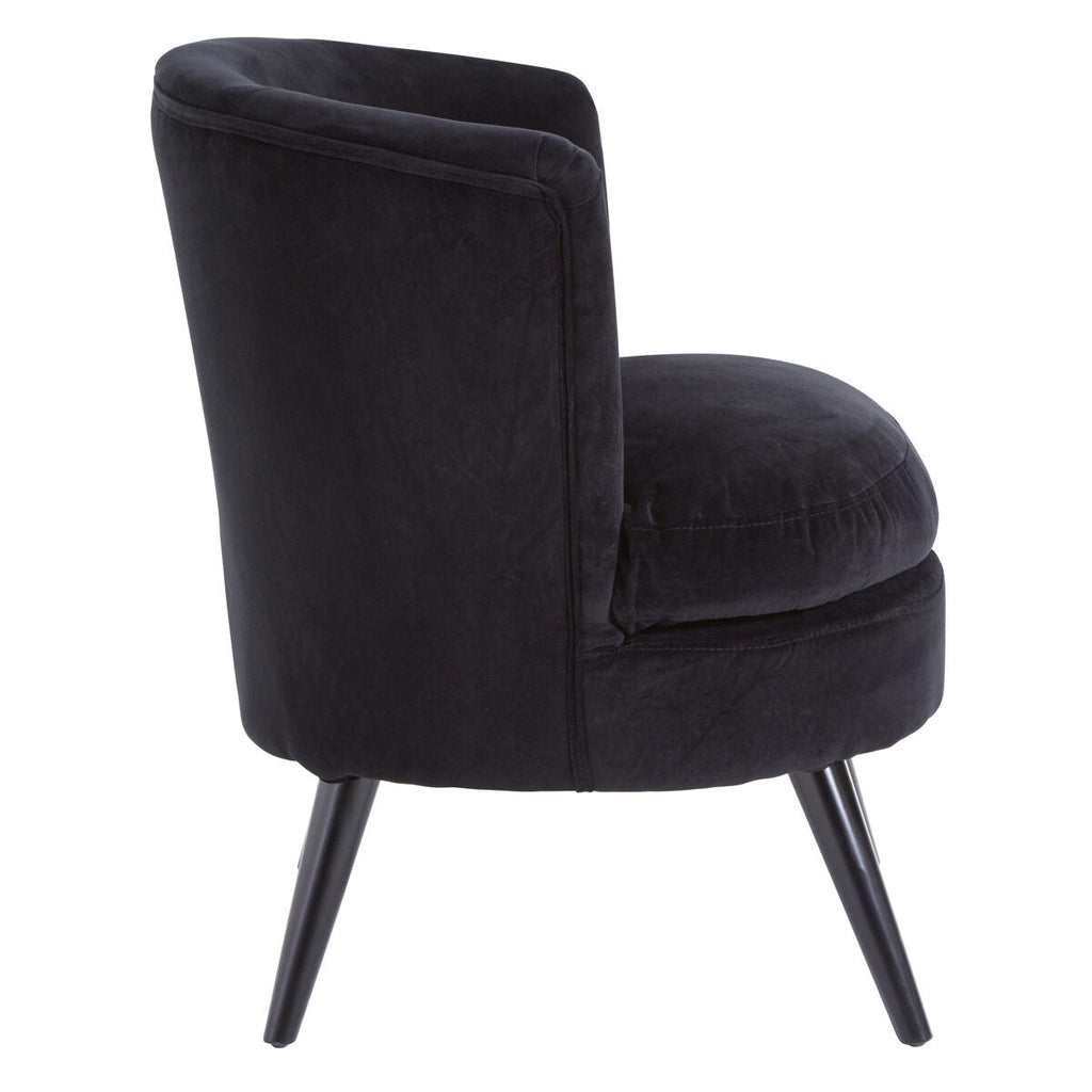 Round Black Cotton Velvet Armchair | Plush