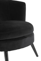Round Black Cotton Velvet Armchair | Plush