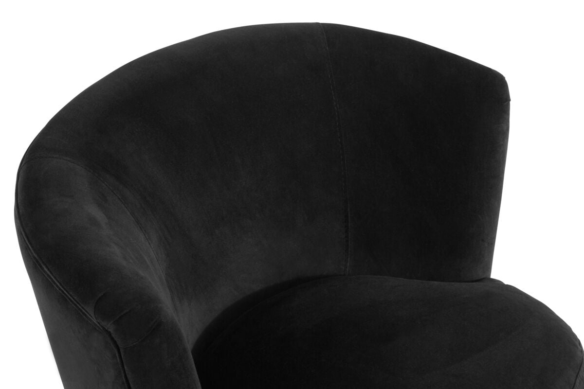 Round Black Cotton Velvet Armchair | Plush