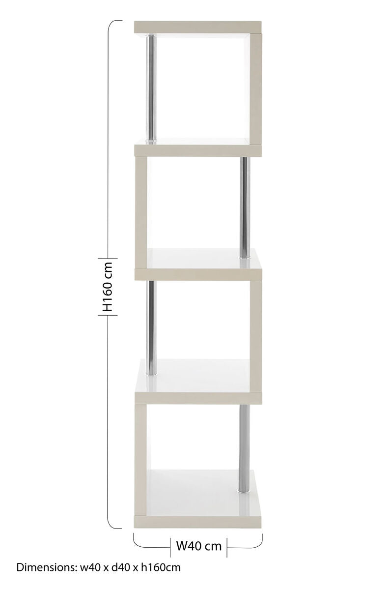 Maze 4 Tier White Gloss Shelf Unit
