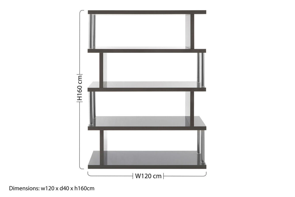 4 Tier Grey Gloss Shelf Unit | Maze