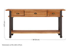 Natural Wooden 3-Drawer Console Table with Black Metal Legs | New Foundry