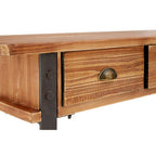 Natural Wooden 3-Drawer Console Table with Black Metal Legs | New Foundry