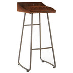 Brown Leather Effect Bar Stool | New Foundry
