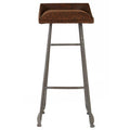 Brown Leather Effect Bar Stool | New Foundry