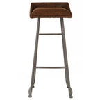 Brown Leather Effect Bar Stool | New Foundry