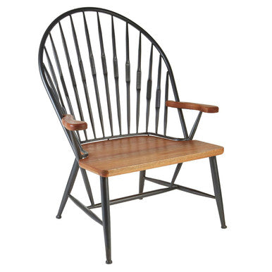 Walnut Wood and Metal Armchair | New Foundry