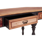 Natural Wooden 4-Drawer Console Table with Black Metal Legs | New Foundry