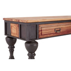 Natural Wooden 4-Drawer Console Table with Black Metal Legs | New Foundry