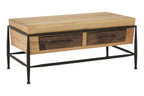 Natural and Brown Wooden Coffee Table with Metal Legs | New Foundry