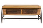 Natural and Brown Wooden Coffee Table with Metal Legs | New Foundry