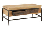 Natural and Brown Wooden Coffee Table with Metal Legs | New Foundry