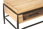 Natural and Brown Wooden Coffee Table with Metal Legs | New Foundry