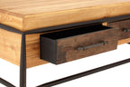 Natural and Brown Wooden Coffee Table with Metal Legs | New Foundry