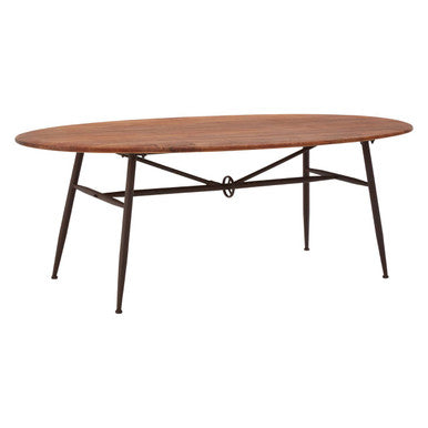 Black and Natural Wooden Oval Dining Table with Metal Legs | New Foundry