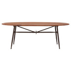 Black and Natural Wooden Oval Dining Table with Metal Legs | New Foundry