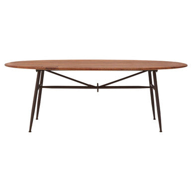 Black and Natural Wooden Oval Dining Table with Metal Legs | New Foundry