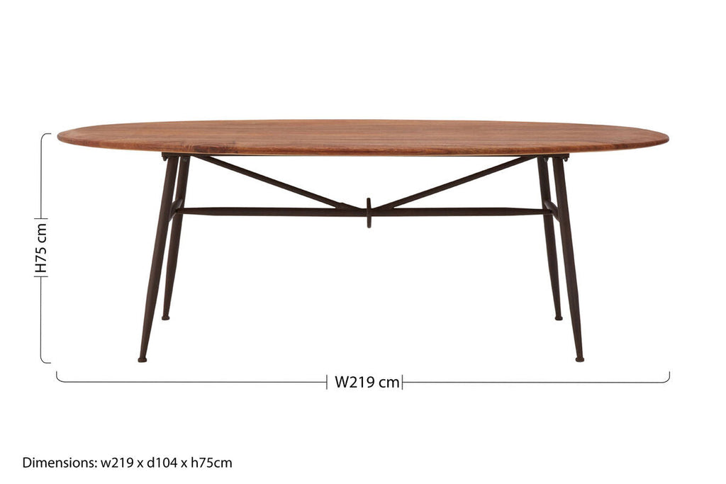 Black and Natural Wooden Oval Dining Table with Metal Legs | New Foundry