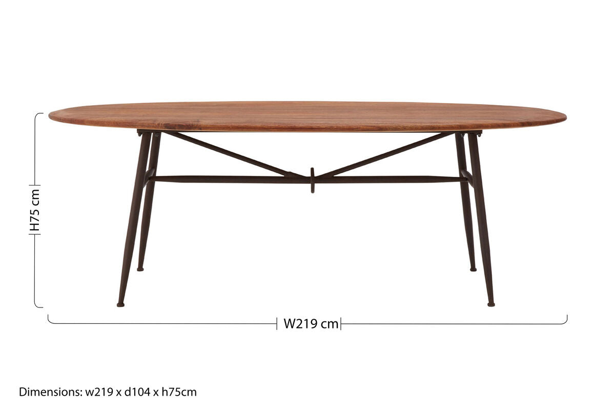 Black and Natural Wooden Oval Dining Table with Metal Legs | New Foundry