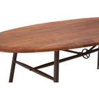 Black and Natural Wooden Oval Dining Table with Metal Legs | New Foundry