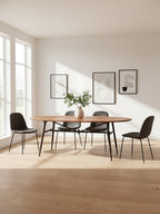Black and Natural Wooden Oval Dining Table with Metal Legs | New Foundry