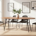 Black and Natural Wooden Oval Dining Table with Metal Legs | New Foundry