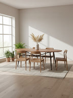 Black and Natural Wooden Oval Dining Table with Metal Legs | New Foundry