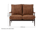 Brown Leather Effect 2 Seater Sofa with Wood Frame | New Foundry