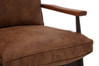 Brown Leather Effect 2 Seater Sofa with Wood Frame | New Foundry