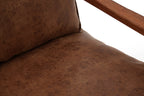 Brown Leather Effect 2 Seater Sofa with Wood Frame | New Foundry