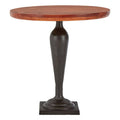 Brown Metal Base and Wooden Top Round Side Table | New Foundry