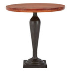 Brown Metal Base and Wooden Top Round Side Table | New Foundry