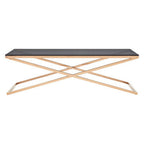 Black Glass Top and Gold Criss Cross Base Coffee Table | Montril