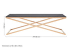 Black Glass Top and Gold Criss Cross Base Coffee Table | Montril