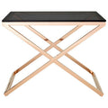 Tempered Glass Top and Steel Criss Cross Frame End Table | Montril