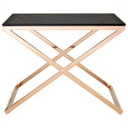 Tempered Glass Top and Steel Criss Cross Frame End Table | Montril