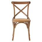 Grey Oak Wood and Rattan Cross Back Dining Chair | Lyon