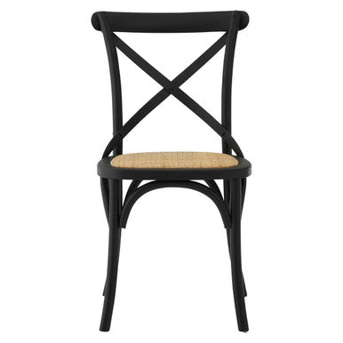 Black Oak Wood and Rattan Dining Chair | Lyon