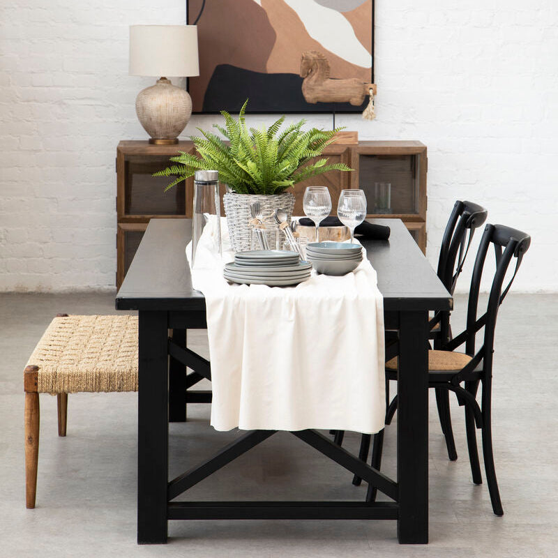Black Oak Wood and Rattan Dining Chair | Lyon