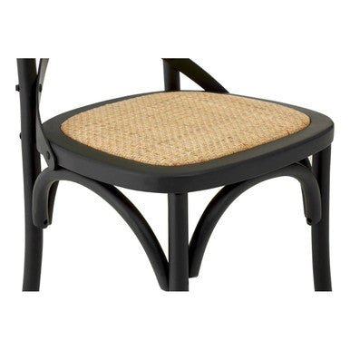Black Oak Wood and Rattan Dining Chair | Lyon