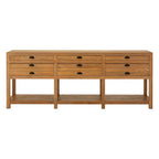 Lyon Washed Grey Oak Wood Console Table with Drawers