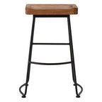 Lyon Weathered Oak Wood and  Metal Bar Stool
