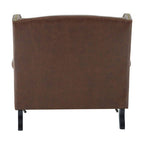 Brown Leather Effect Wing Armchair | Fulham