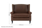 Brown Leather Effect Wing Armchair | Fulham