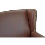 Brown Leather Effect Wing Armchair | Fulham