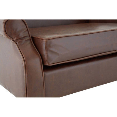Brown Leather Effect Wing Armchair | Fulham