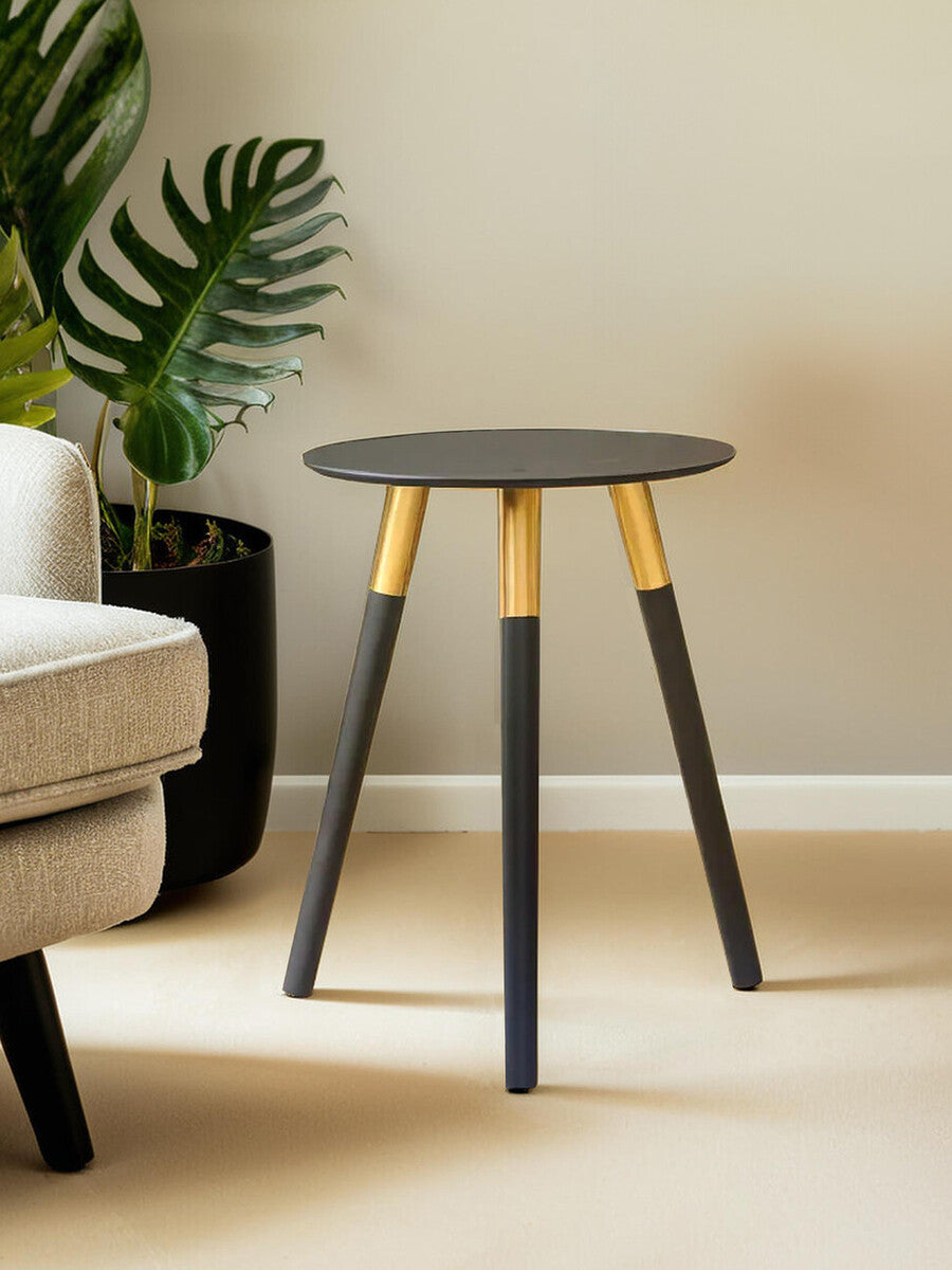 Black and Gold Round Side Table | Nostra