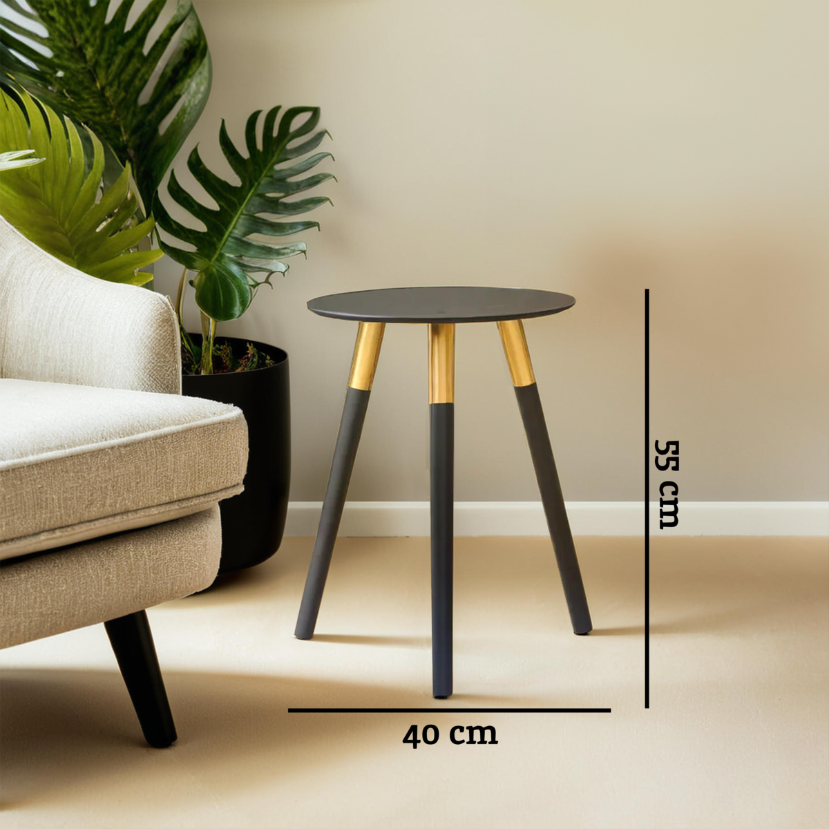 Black and Gold Round Side Table | Nostra