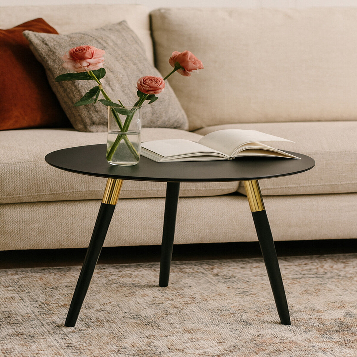 Black and Gold Round Coffee Table | Nostra